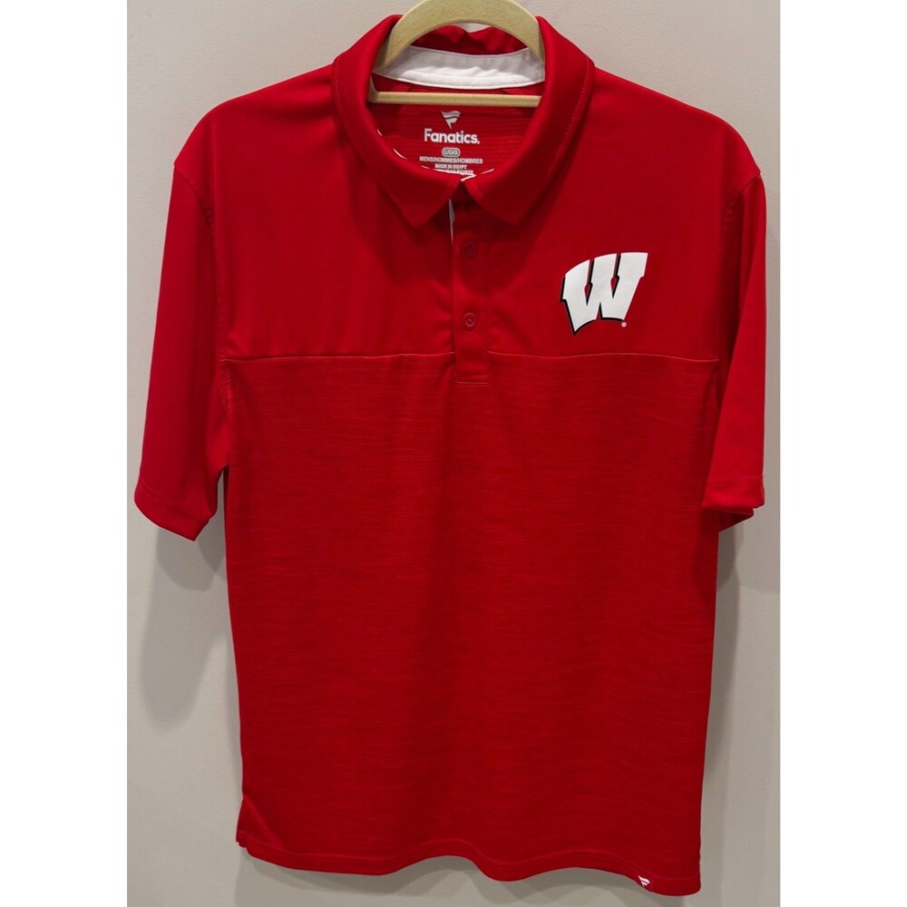 Wisconsin Badgers - Fanatics Polo Golf Shirt - Men’s Size Large - Red